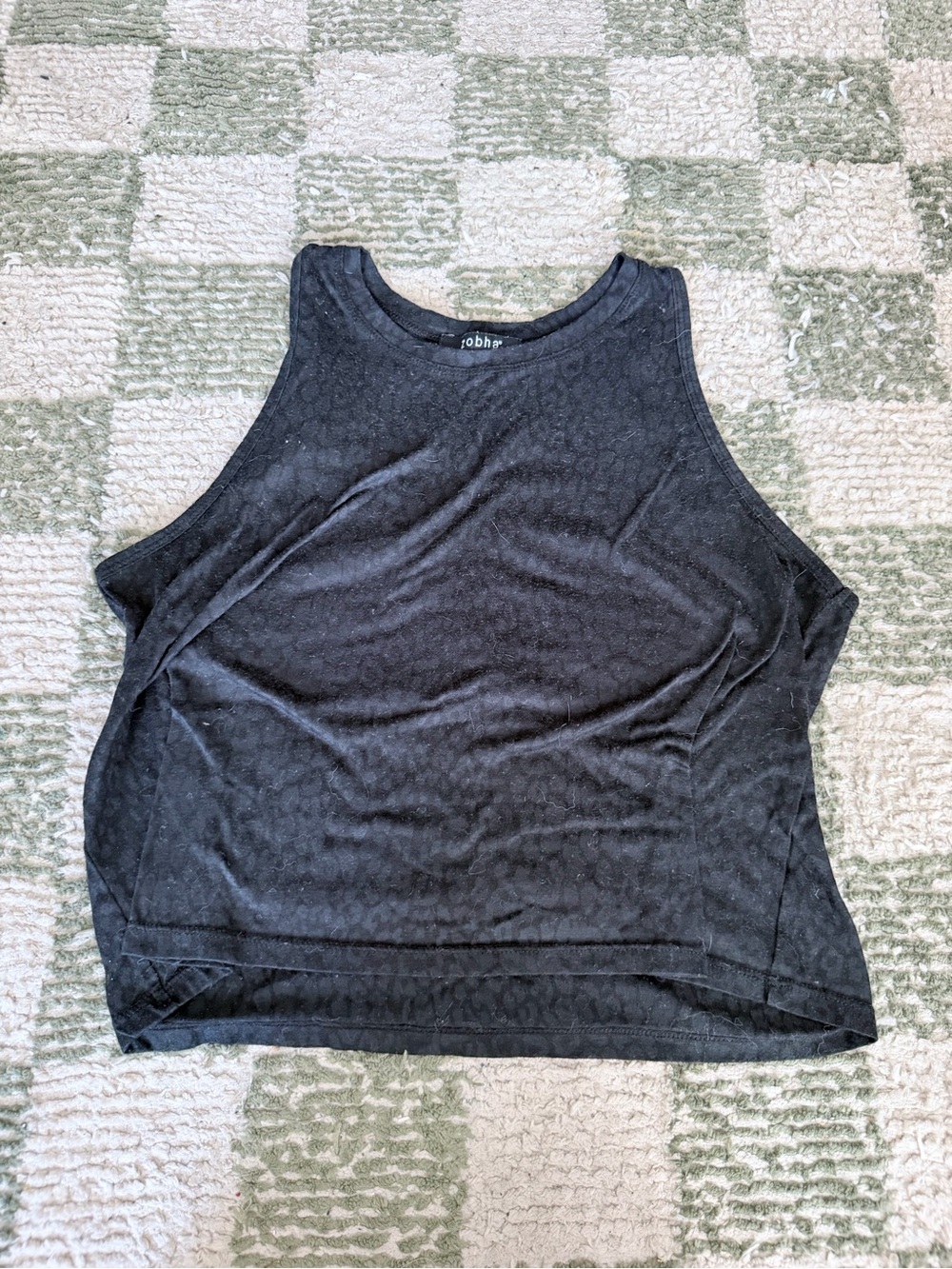 Black Sleeveless cheetah Crop Tank Top